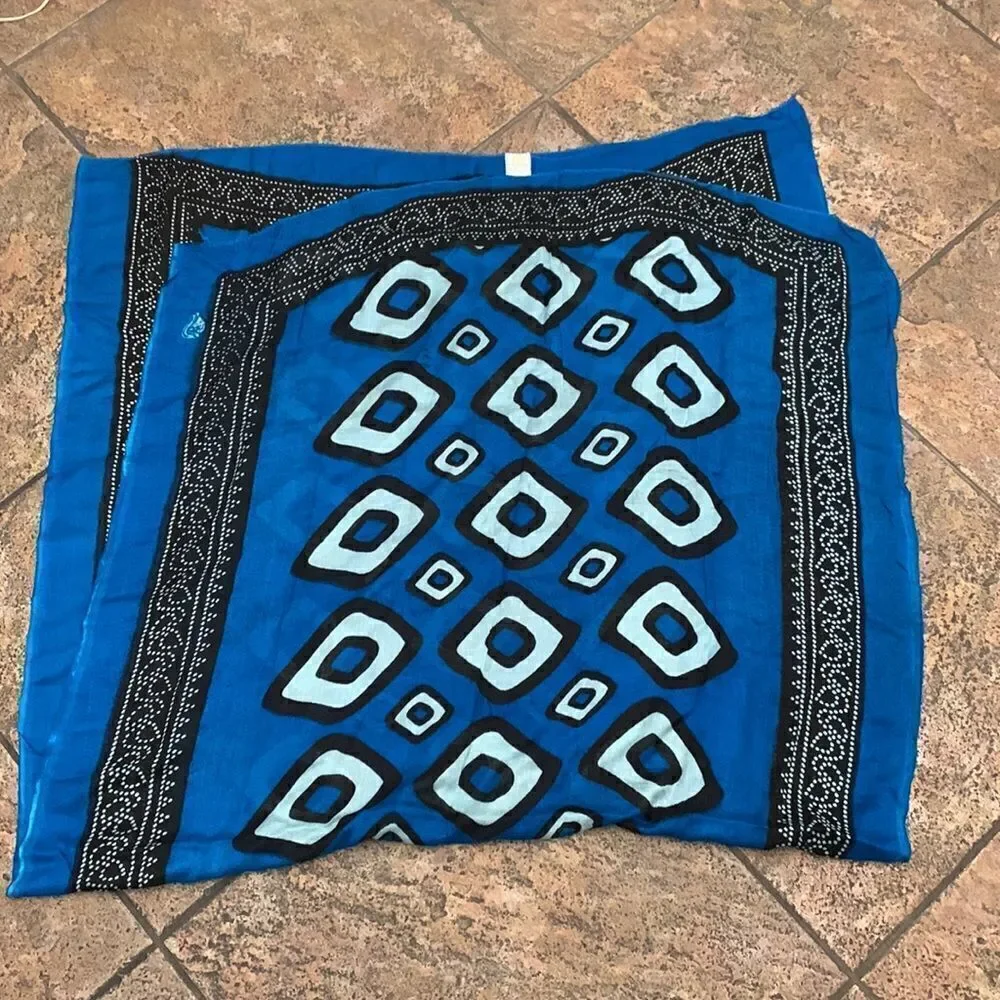 Pine Textiles Pakistan Light Weight Scarf Black Blue 60 Inches X 35 Inches